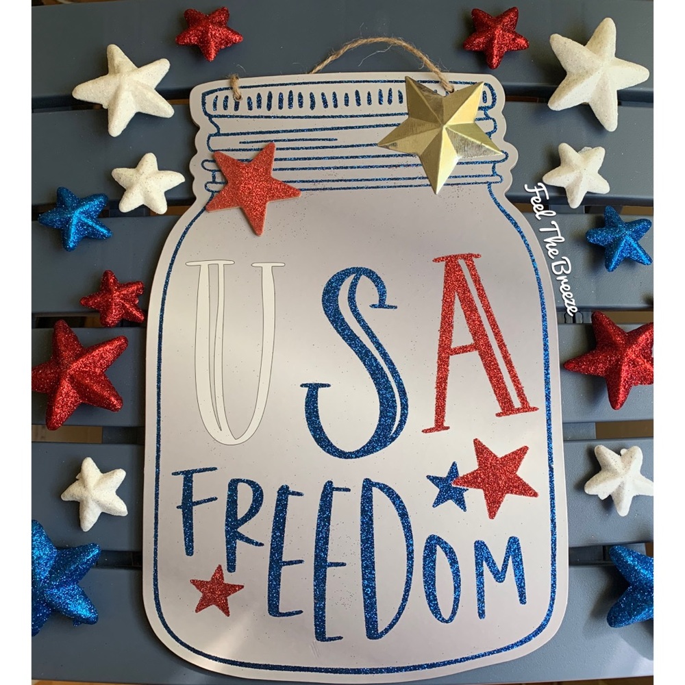 Patriotic Farmhouse USA Mason Jar